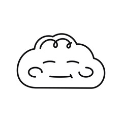 Blue kind character in the form of a cloud color line icon. Mascot of emotions.