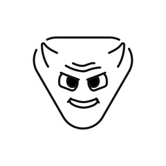 Red triangular gloating character color line icon. Mascot of emotions.