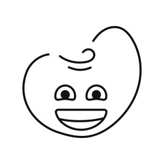 Happy green character color line icon. Mascot of emotions.