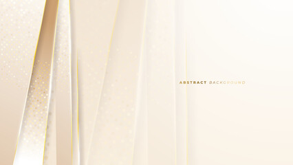 Abstract white and gold shapes background