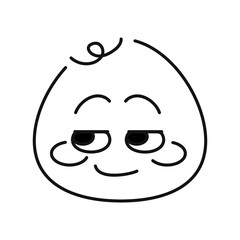 Pink round smiley character color line icon. Mascot of emotions.