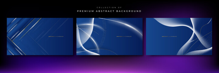 Abstract wavy luxury dark blue and gold background. Illustration vector