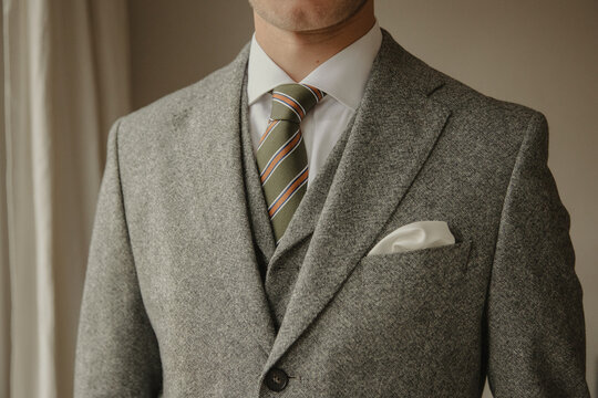Groom in Grey Suit
