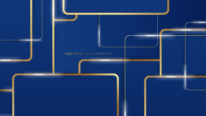 Abstract wavy luxury dark blue and gold background. Illustration vector