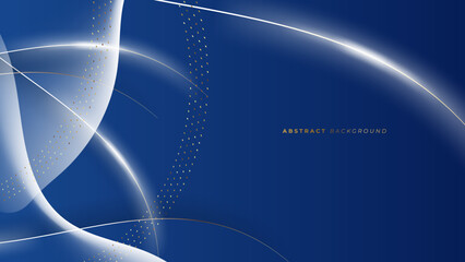 Abstract wavy luxury dark blue and gold background. Illustration vector