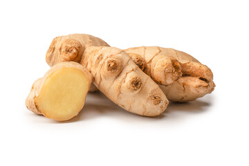 Ginger root isolated on white background.