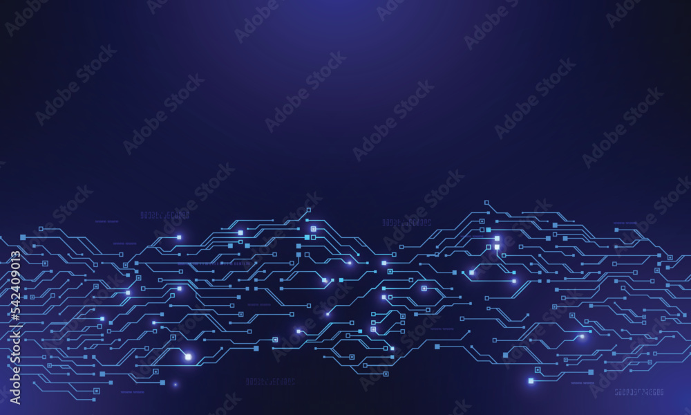 Poster circuit board texture background design. waves flow. quantum explosion technology. quantum computer 