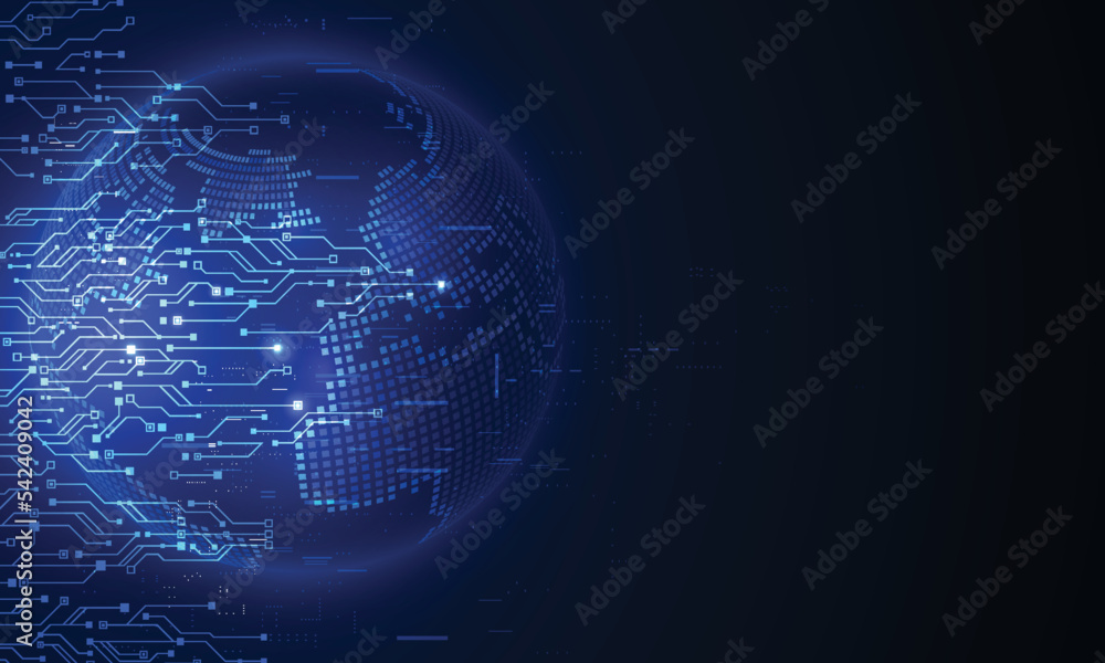 Poster modern technology circuit board texture background design. waves flow. quantum explosion technology.