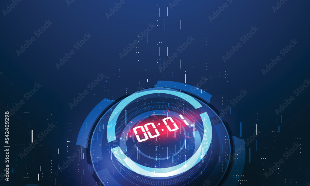 Poster abstract futuristic technology background with digital number timer concept and countdown, vector tr