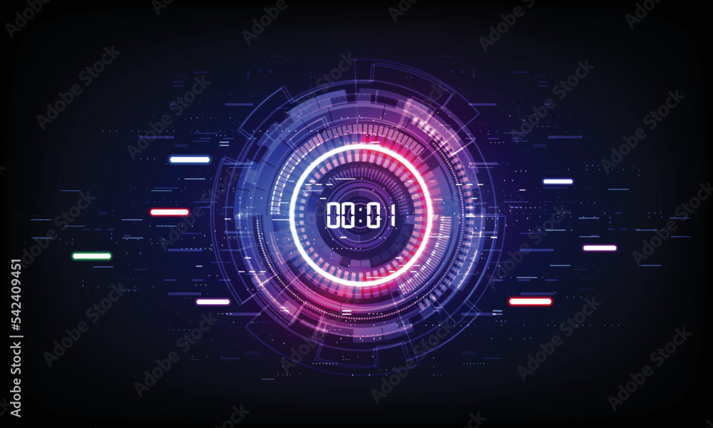 Poster abstract futuristic technology background with digital number timer concept and countdown, vector tr
