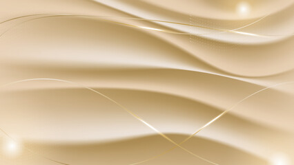 Abstract luxury background with silk, curve wave, glitter, bokeh, and golden line