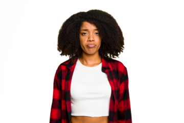 Young African American woman isolated sad, serious face, feeling miserable and displeased.
