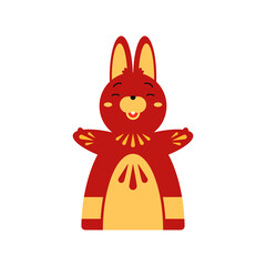 Obraz premium Rabbit mascot Chinese New Year 2023 ornamental icon vector flat illustration Japanese lunar symbol