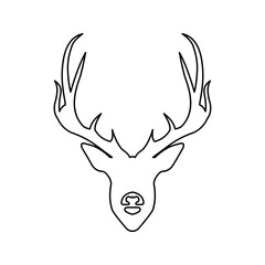 Deer flat line icon. Vector thin sign of reindeer, wild animal. Outline illustration for zoo color editable