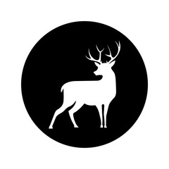 Deer flat line icon. Vector thin sign of reindeer, wild animal. Outline illustration for zoo color editable