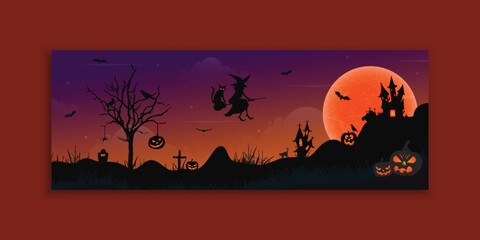 Halloween background web banner cover template