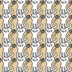 seamless pattern of cute cat cartoon