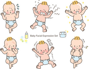 赤ちゃんの表情イラスト素材セット_全身