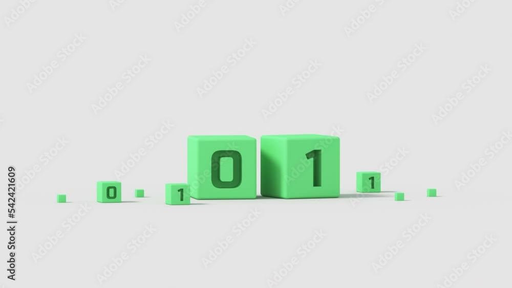 Aufkleber binary numbers. minimal cartoony technology metaphor. 3d render animation