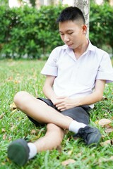 cute man in nature garden