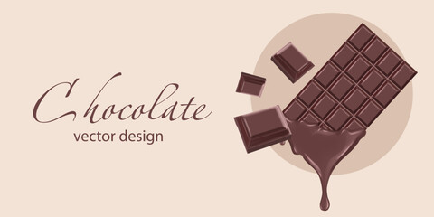 Beige background with melting chocolate in a circle