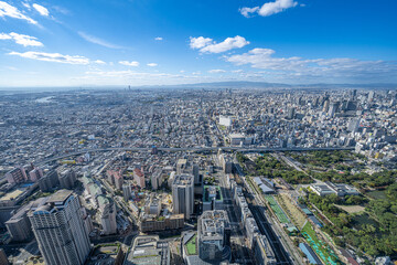 Fototapeta na wymiar あべのハルカスから西側の快晴の眺望【大阪風景】