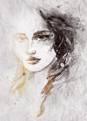 woman portrait. watercolor painting. beauty fashion illustration - 542428825