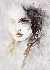 Foto op Canvas woman portrait. watercolor painting. beauty fashion illustration © Anna Ismagilova