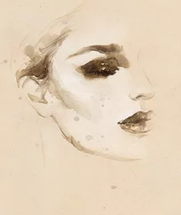 Foto auf Acrylglas woman portrait. watercolor painting. beauty fashion illustration © Anna Ismagilova