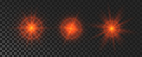 Set of red glowing sparkling stars