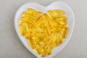 Top view of omega-3  fish oil capsules