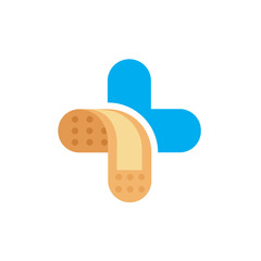 bandage plaster medical cross icon vector concept design