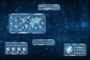 Abstract technological blue and white background. Global business concept