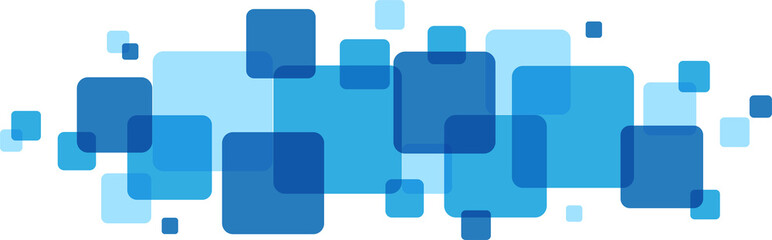 Overlapping blue squares banner on transparent background - 542430280