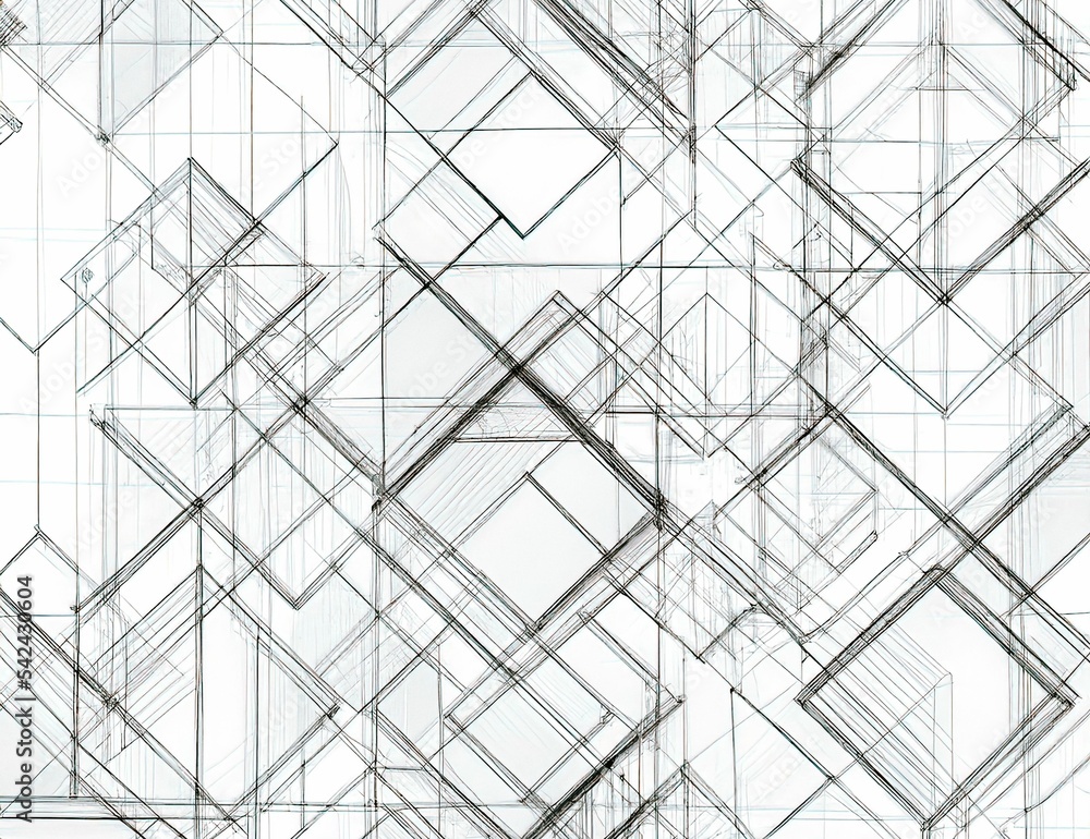 Poster seamless pattern with random intersecting squares and cubes