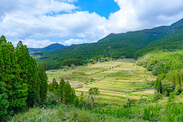 秋の坂元棚田　宮崎県日南市　Sakamoto rice terraces in autumn. Miyazaki Prefecture. Nichinan City.