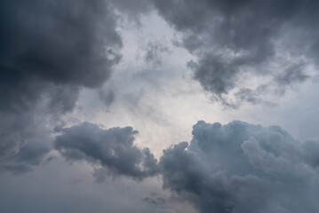 Overcast sky with dark cloud in windy day.