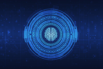 Obraz premium Medical hud screen with brain. Online medicine and health concept