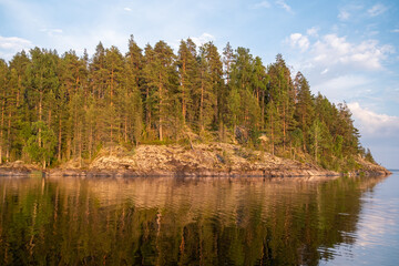 Obraz premium Ladoga lake. Panorama of the Republic of Karelia. Northern nature of Russia