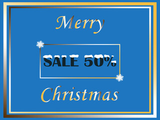 Flat Christmas card with golden frame for sale