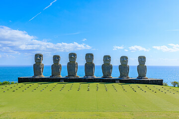 日南のモアイ　宮崎県日南市　Moai of Nichinan. Miyazaki prefecture Nichinan city. - obrazy, fototapety, plakaty