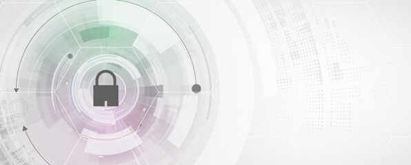 internet digital security technology concept for business background. Lock on circuit board