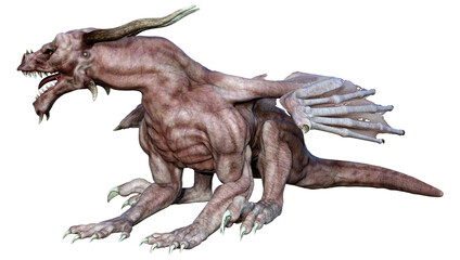 3D Rendering Fairy Tale Dragon on White