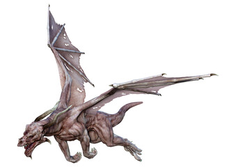 3D Rendering Fairy Tale Dragon on White