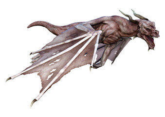 3D Rendering Fairy Tale Dragon on White