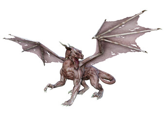 3D Rendering Fairy Tale Dragon on White