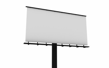 3D rendering of blank billboard empty advertisement isolated on white. Empty mockup template. Blank billboard mockup.