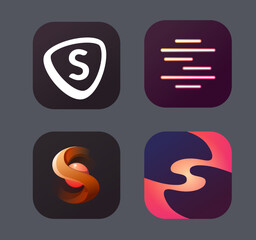 Letter S icons and logo. Logotype S