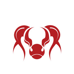 red horn mascot design icon