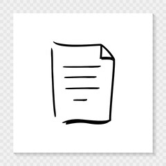 Fototapeta na wymiar Document hand drawn vector icon, doodle cartoon paper text file. Vector EPS 10